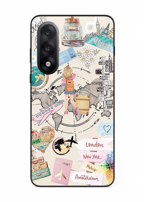 Sitting On Globe illustration OnePlus Nord 5 glass back cover