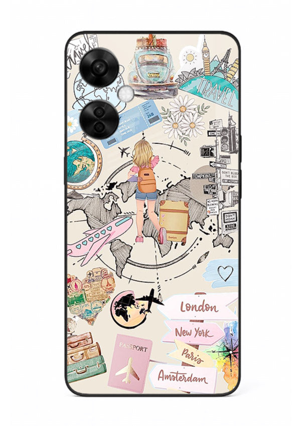 Sitting On Globe illustration OnePlus Nord CE3 Lite glass back cover