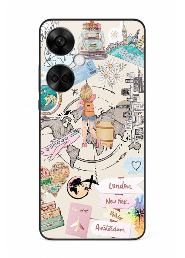 Sitting On Globe illustration OnePlus Nord CE3 glass back cover