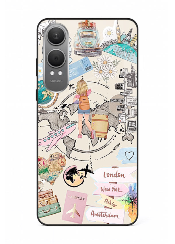 Sitting On Globe illustration OnePlus Nord CE4 Lite glass back cover