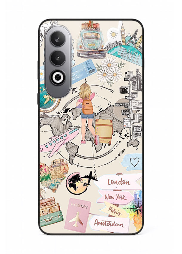 Sitting On Globe illustration OnePlus Nord CE4 glass back cover