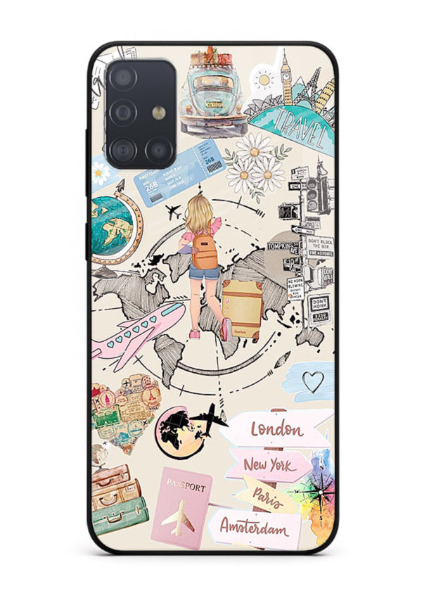 Sitting On Globe illustration Samsung A51 glass back cover