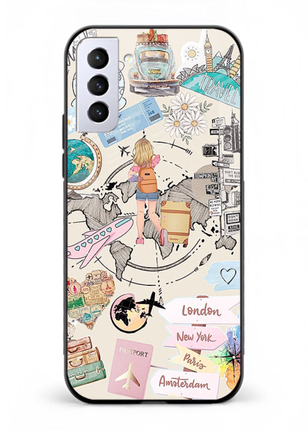 Sitting On Globe illustration Samsung S21 FE glass back cover