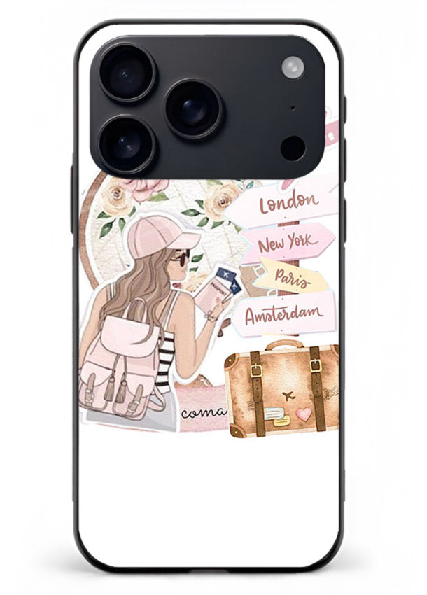 Sketch Girl Luggage sketch artwork iphone 18 pro max glass back cover