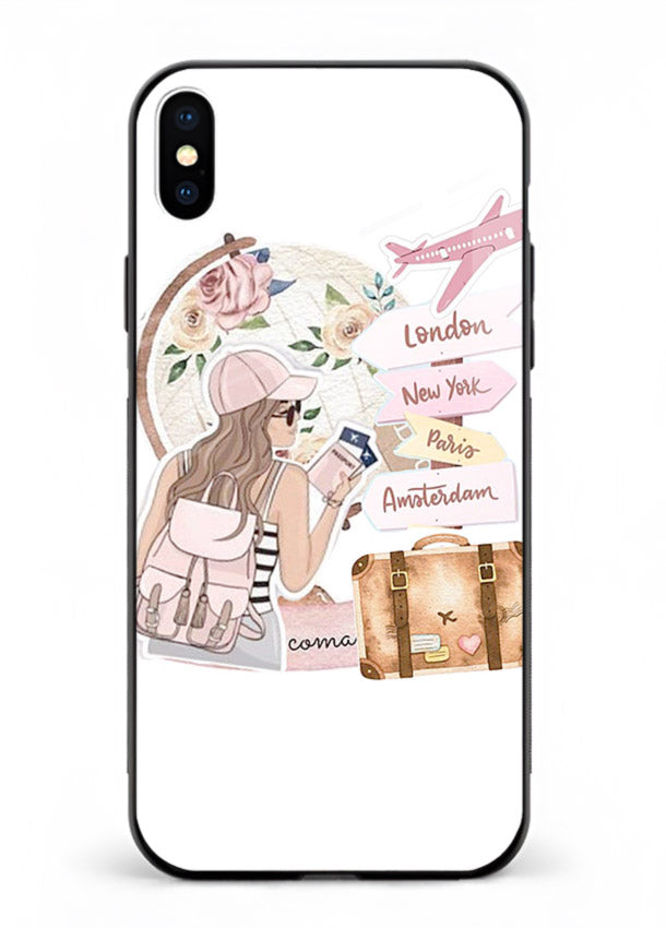 Sketch Girl Luggage sketch artwork iphone xs max glass back cover