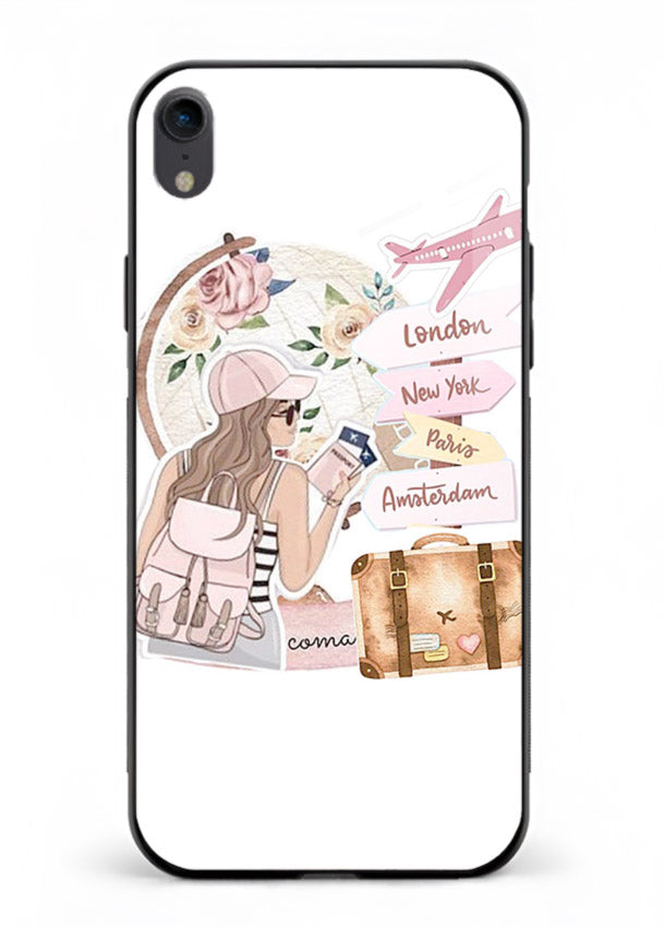 Sketch Girl Luggage sketch artwork iphone xr glass back cover