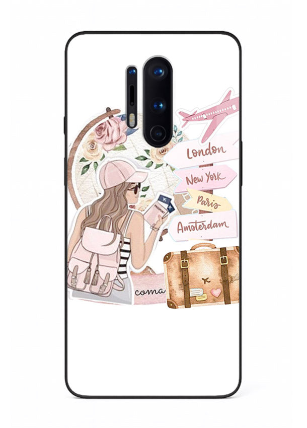 Sketch Girl Luggage sketch artwork OnePlus 8 Pro glass back cover