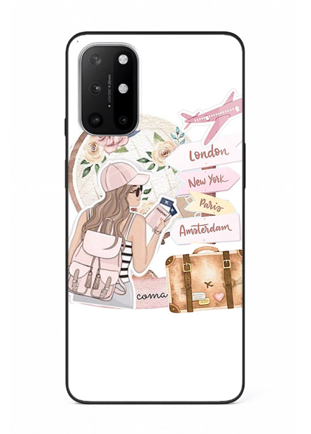 Sketch Girl Luggage sketch artwork OnePlus 8T glass back cover