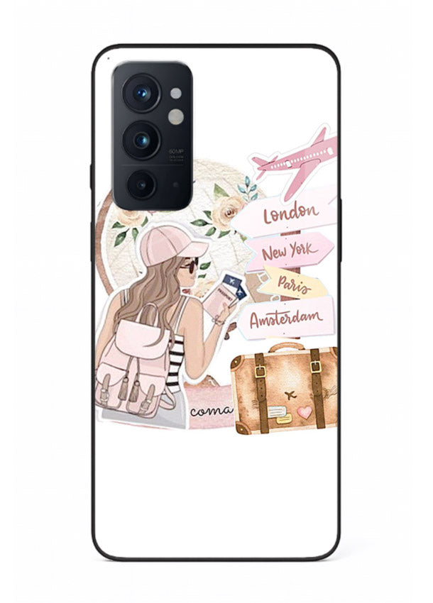 Sketch Girl Luggage sketch artwork OnePlus 9RT glass back cover