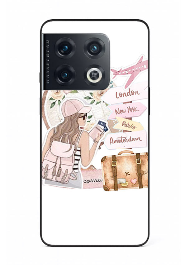 Sketch Girl Luggage sketch artwork OnePlus 10 Pro glass back cover