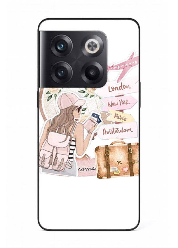 Sketch Girl Luggage sketch artwork OnePlus 10T glass back cover