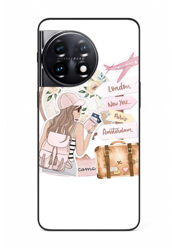 Sketch Girl Luggage sketch artwork OnePlus 11 glass back cover
