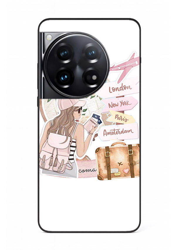 Sketch Girl Luggage sketch artwork OnePlus 12 glass back cover