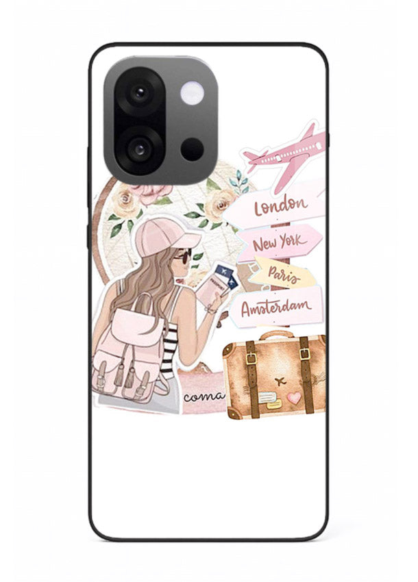 Sketch Girl Luggage sketch artwork OnePlus 13s glass back cover