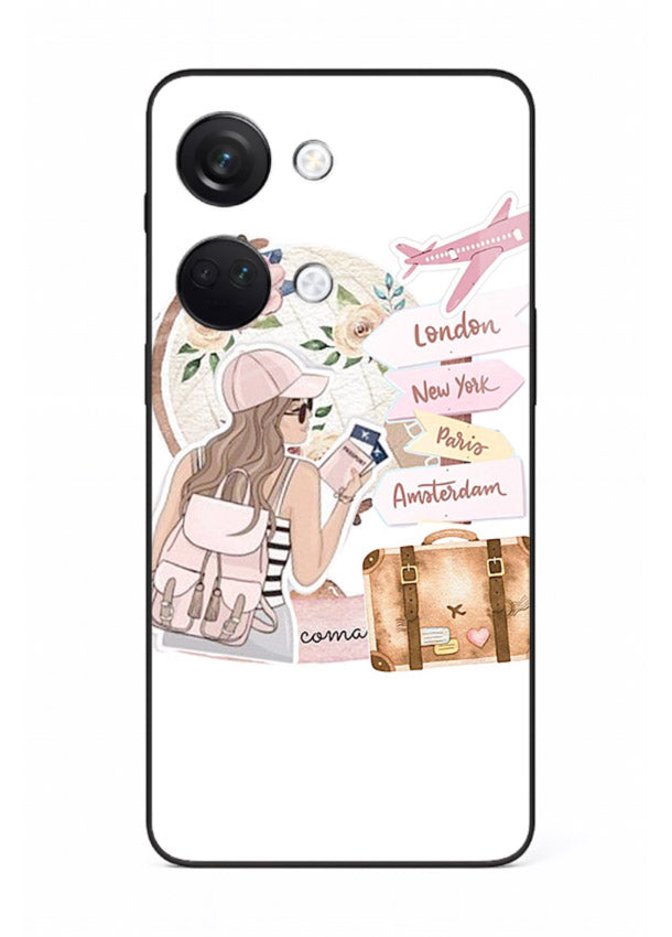 Sketch Girl Luggage sketch artwork OnePlus Nord 3 glass back cover