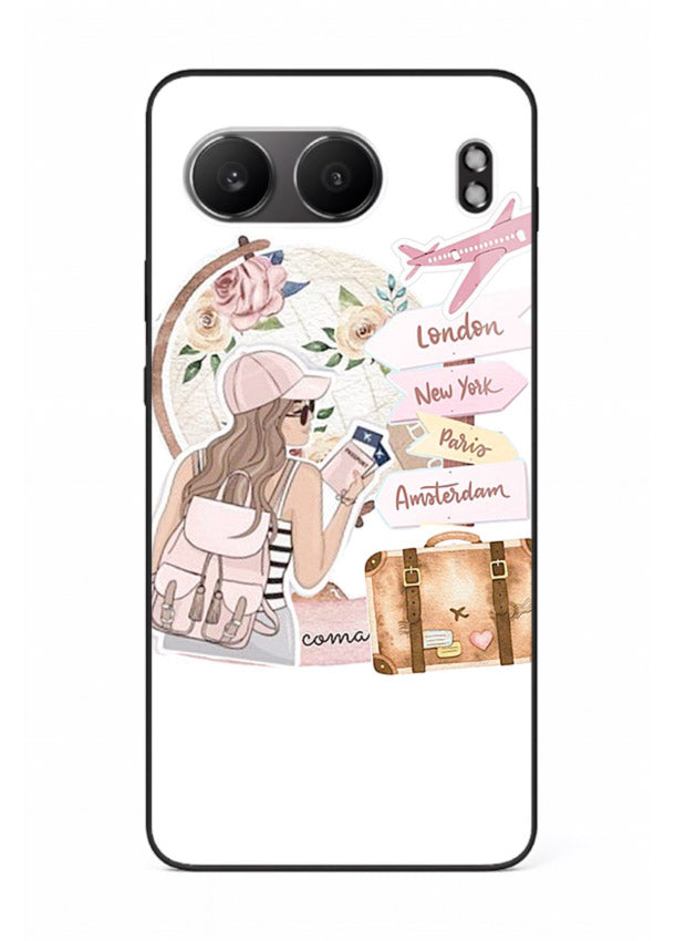 Sketch Girl Luggage sketch artwork OnePlus Nord 4 glass back cover