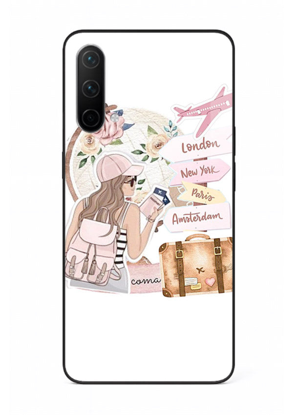 Sketch Girl Luggage sketch artwork OnePlus Nord CE 5G glass back cover