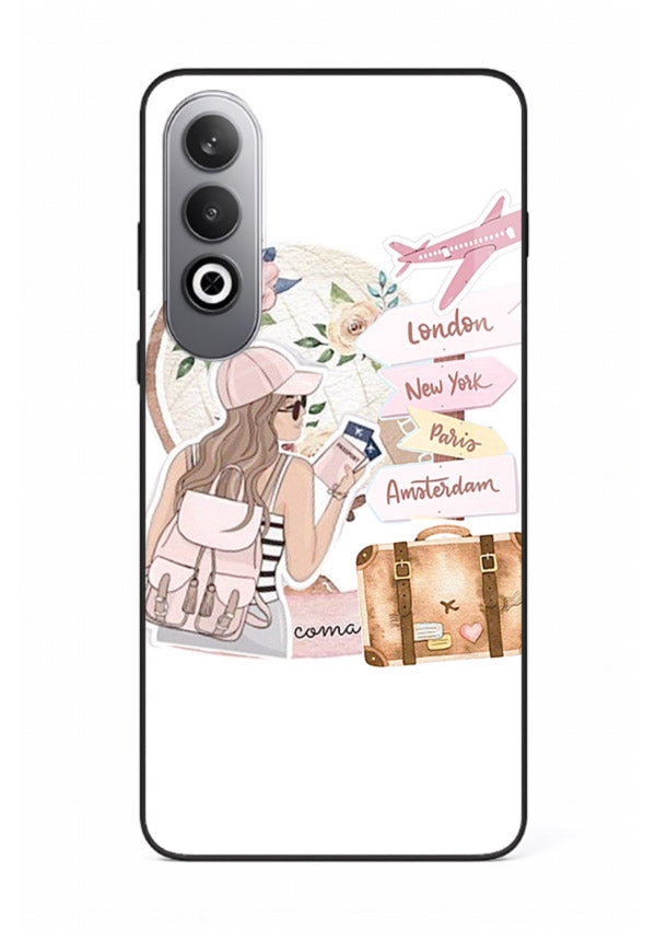 Sketch Girl Luggage sketch artwork OnePlus Nord CE4 glass back cover
