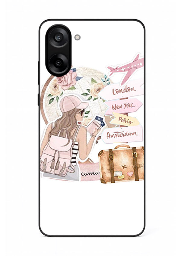 Sketch Girl Luggage sketch artwork OnePlus Nord CE5 glass back cover