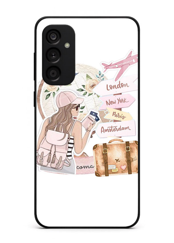 Sketch Girl Luggage sketch artwork Samsung M15 5G glass back cover