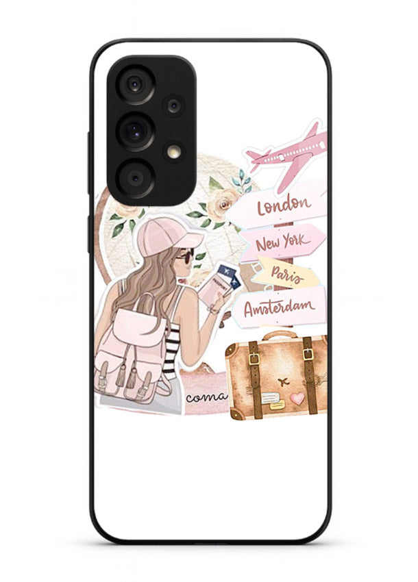 Sketch Girl Luggage sketch artwork Samsung A23 5G glass back cover