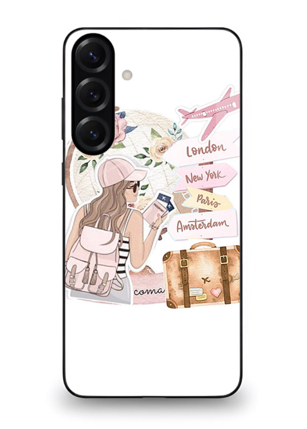 Sketch Girl Luggage sketch artwork Samsung A25 5G glass back cover