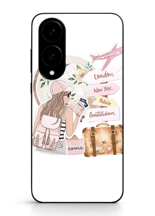Sketch Girl Luggage sketch artwork Samsung S25 Edge glass back cover