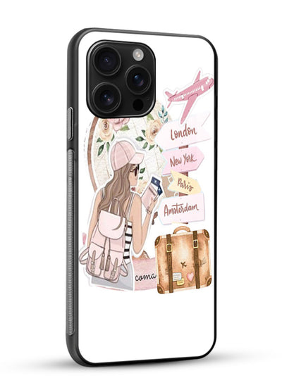 Sketch Girl Luggage sketch artwork glossy vibrant premium glass back cover - Angle Side