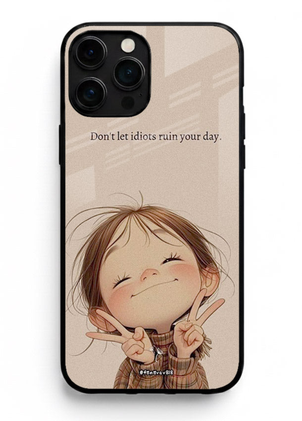 Expressive character artwork printed on iphone 11 pro max glass back cover with joyful tones.