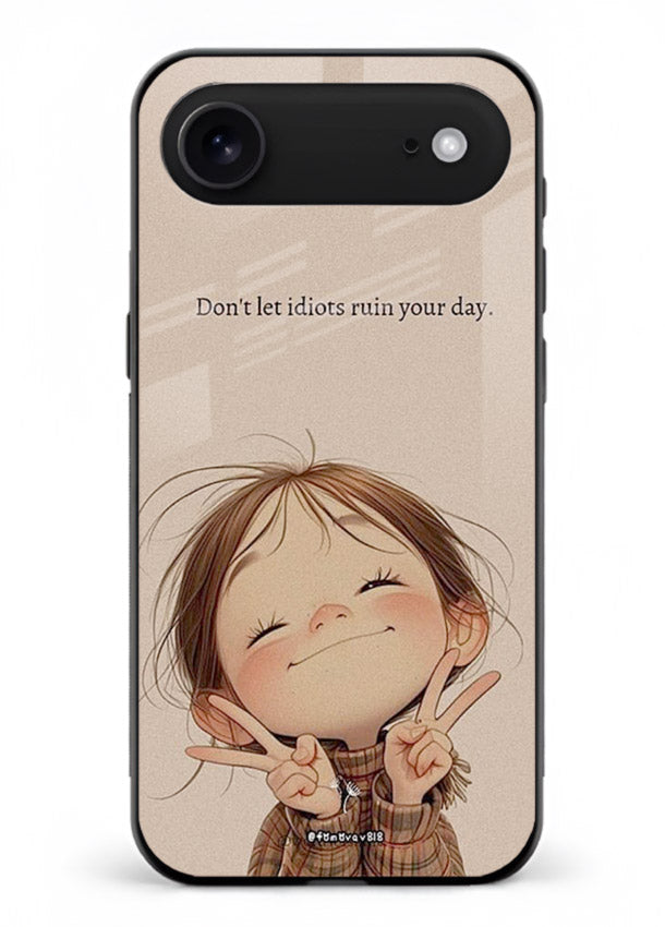 Expressive character artwork printed on iphone 18 air glass back cover with joyful tones.