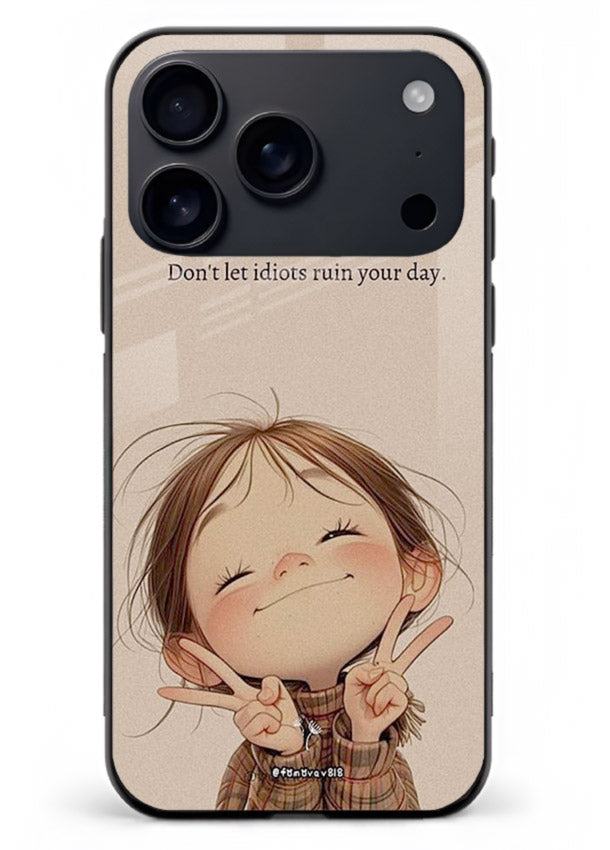 Expressive character artwork printed on iphone 18 pro max glass back cover with joyful tones.