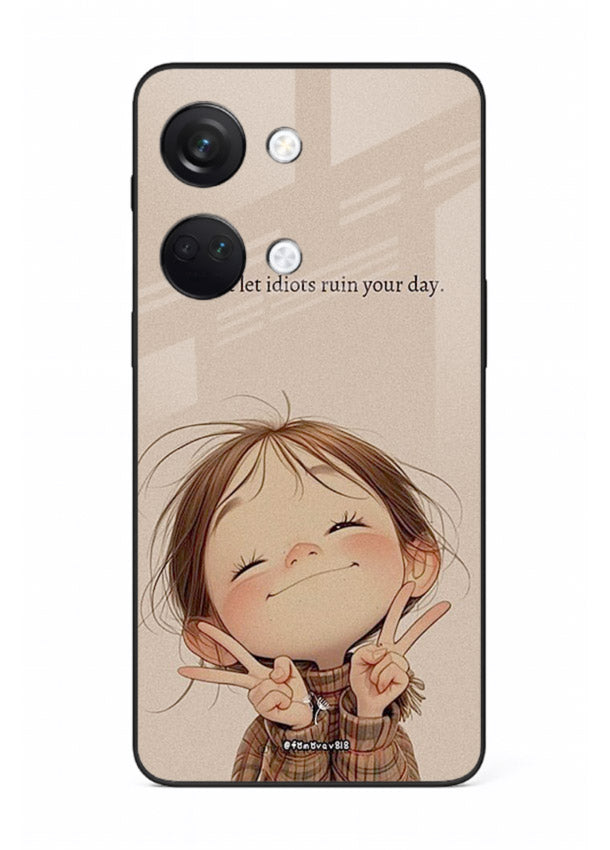 Expressive character artwork printed on OnePlus Nord 3 glass back cover with joyful tones.