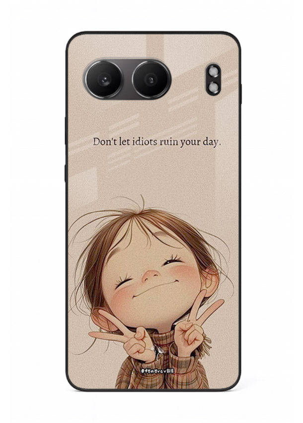 Expressive character artwork printed on OnePlus Nord 4 glass back cover with joyful tones.