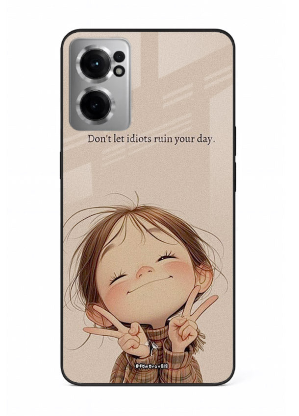 Expressive character artwork printed on OnePlus Nord CE2 5G glass back cover with joyful tones.