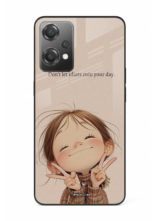 Expressive character artwork printed on OnePlus Nord CE2 Lite 5G glass back cover with joyful tones.