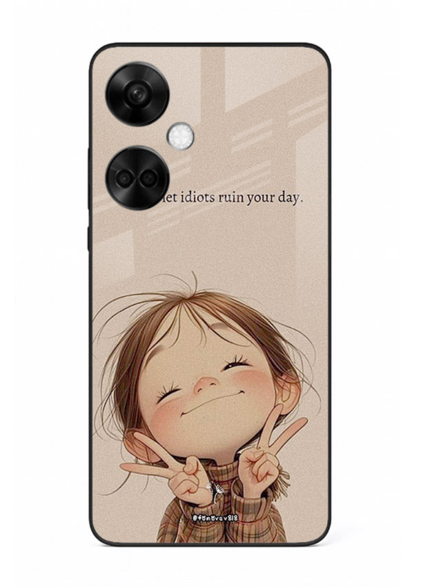 Expressive character artwork printed on OnePlus Nord CE3 glass back cover with joyful tones.