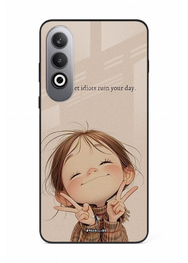 Expressive character artwork printed on OnePlus Nord CE4 glass back cover with joyful tones.