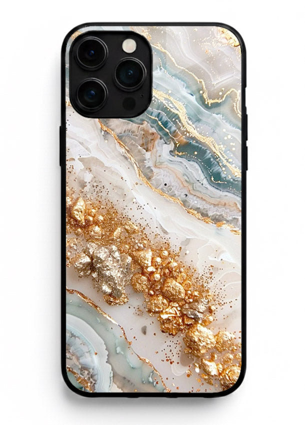 Smoky Gold Burst iphone 11 pro max glass back cover with smoky marble and gold bursts