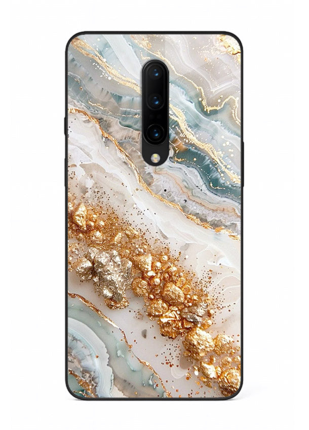 Smoky Gold Burst OnePlus 8 glass back cover with smoky marble and gold bursts