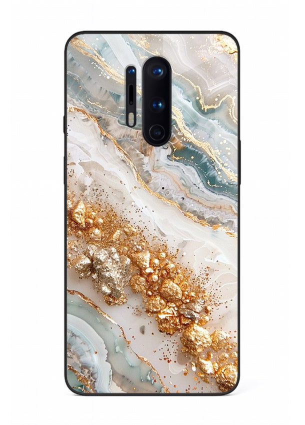 Smoky Gold Burst OnePlus 8 Pro glass back cover with smoky marble and gold bursts