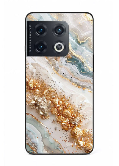 Smoky Gold Burst OnePlus 10 Pro glass back cover with smoky marble and gold bursts