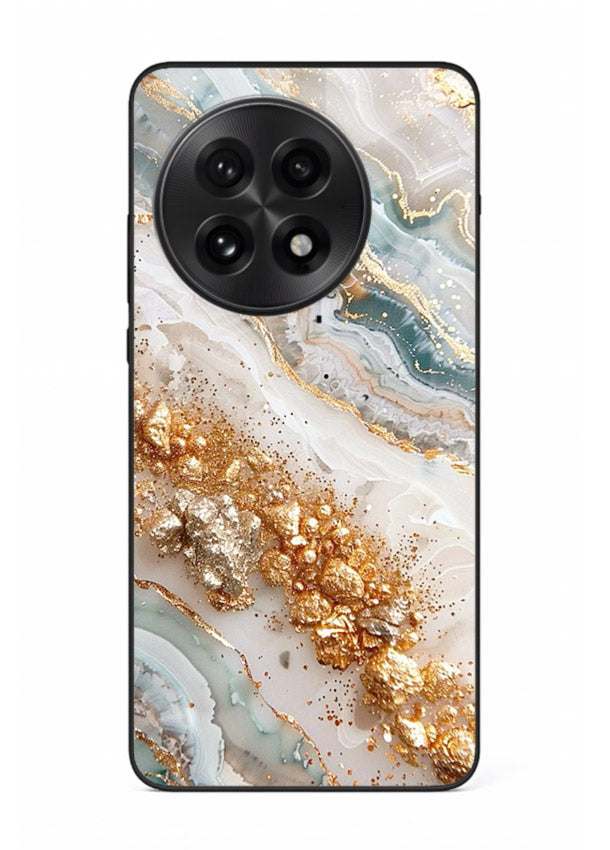Smoky Gold Burst OnePlus 13R glass back cover with smoky marble and gold bursts
