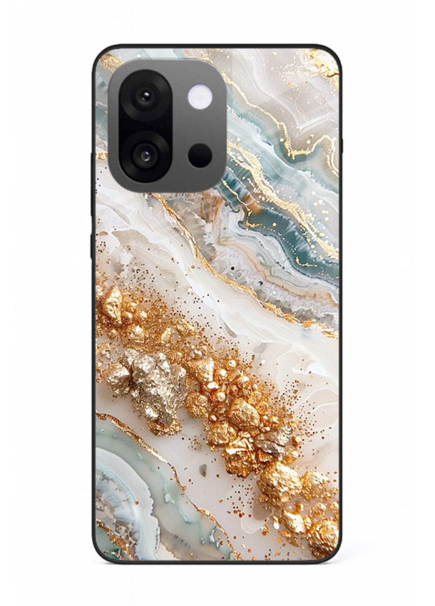 Smoky Gold Burst OnePlus 13s glass back cover with smoky marble and gold bursts