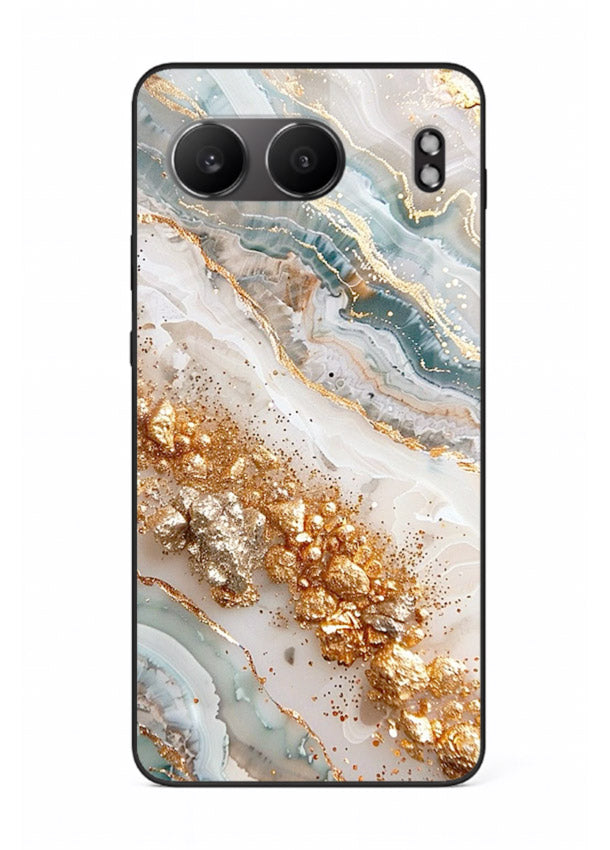 Smoky Gold Burst OnePlus Nord 4 glass back cover with smoky marble and gold bursts