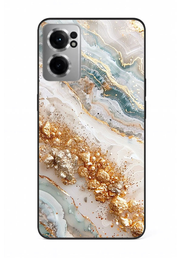 Smoky Gold Burst OnePlus Nord CE2 5G glass back cover with smoky marble and gold bursts