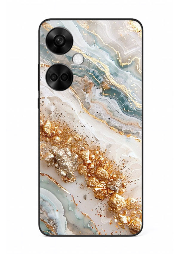 Smoky Gold Burst OnePlus Nord CE3 glass back cover with smoky marble and gold bursts
