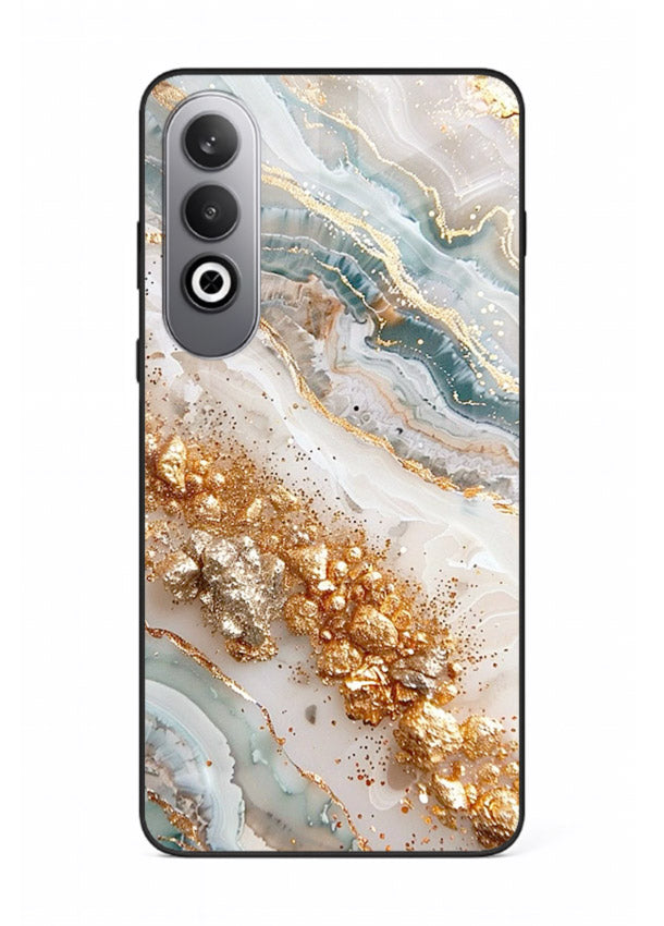 Smoky Gold Burst OnePlus Nord CE4 glass back cover with smoky marble and gold bursts