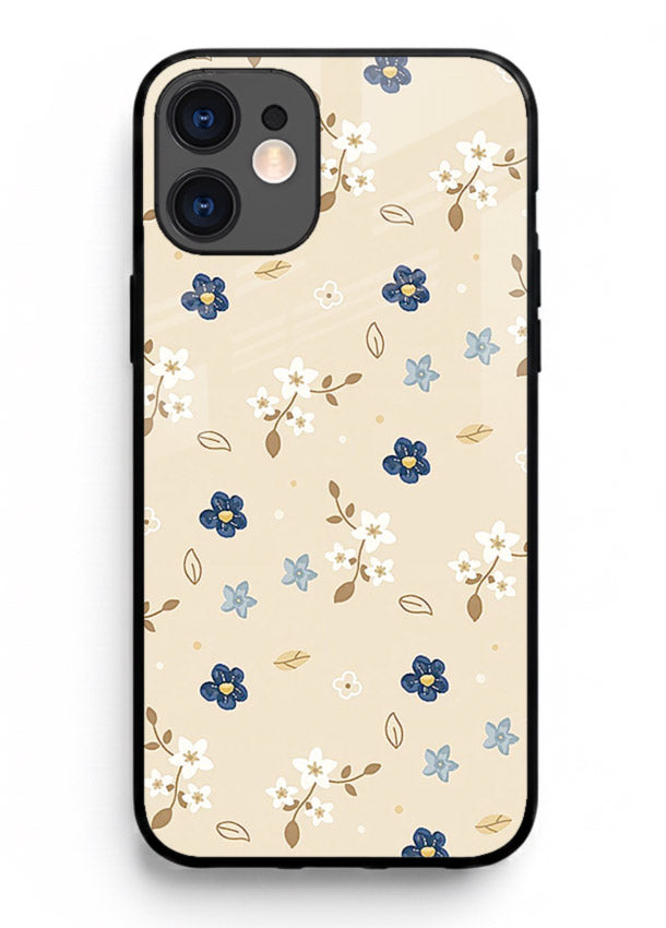 Soft Beige Floral delicate beige floral pattern iphone 12 glass back cover