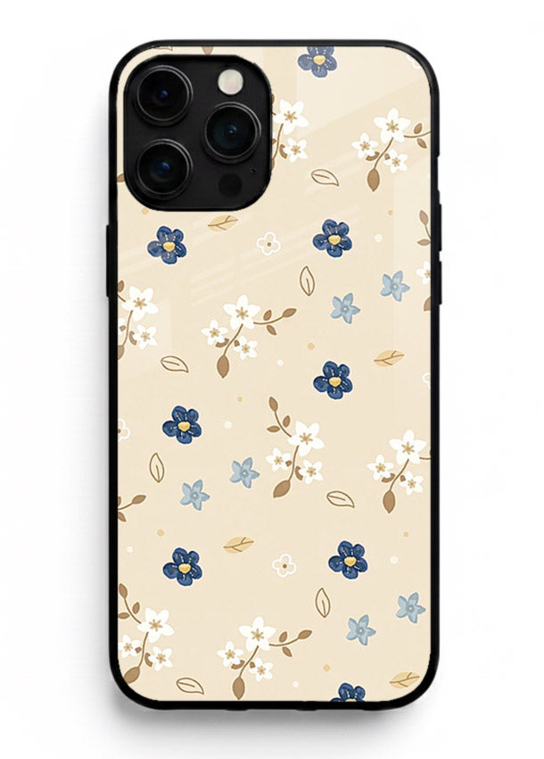 Soft Beige Floral delicate beige floral pattern iphone 15 pro max glass back cover