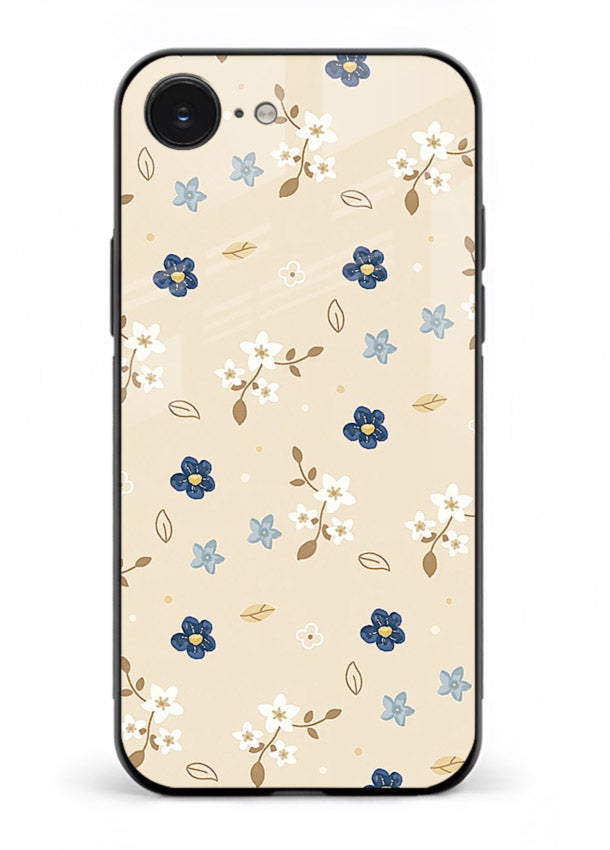 Soft Beige Floral delicate beige floral pattern iphone 16e glass back cover